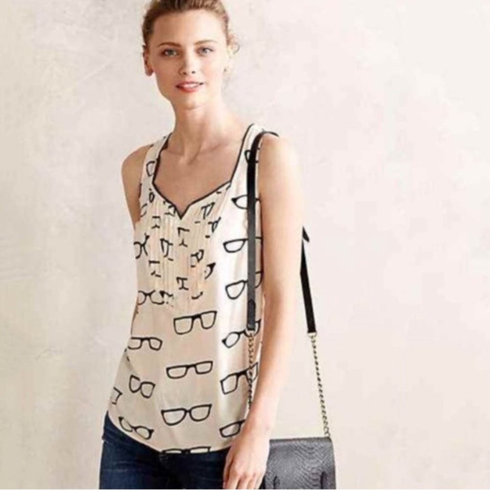 Maeve Cream and Black Graphic Tank Top